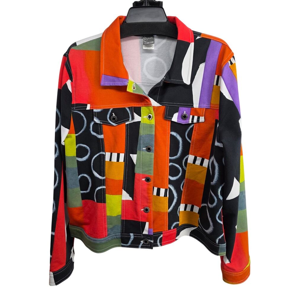 Simply Art by Dolcezza Geometric Mixed Print Vibrant Colorful Jacket Size XXL